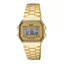   Q&Q digitális karóra, arany színű tok, arany színű nemesacél, LCD kijelzés,  G17A-003JY