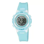   Q&Q gyerek karóra, fehér műanyag tok, kék műanyag szíj. LCD kijelzés  M185J006Y