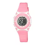   Q&Q gyerek karóra, fehér műanyag tok, rózsaszín műanyag szíj, LCD kijelzés, M187J002Y