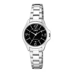   Q&Q női karóra, ezüst színű fémtok, ezüst színű nemesacél csat, fekete számlap, Q44A-002PY