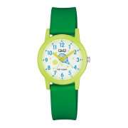   Q&Q gyerek karóra, zöld műanyag tok, zöld műanyag szíj, figurás számlap, V23A-016VY
