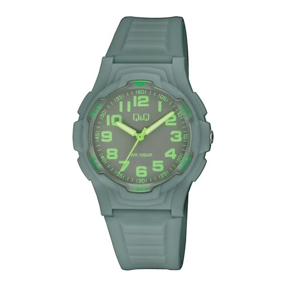 Q&Q férfi karóra, szürke műanyag tok, szürke műanyag szíj, szürke számlap, V31A-006VY