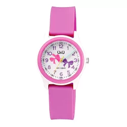   Q&Q gyerek karóra, fehér műanyag tok, rózsaszín műanyag szíj, figurás számlap, VS59J002Y