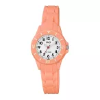   Q&Q női karóra, barack színű műanyag tok, barack színű műanyag szíj, fehér számlap, VS66J006Y