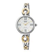   Q&Q női karóra, quartz, ezüst színű fémtok, bicolor színű nemesacél csat, ezüst színű számlap, F10A-002PY