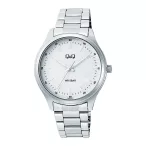   Q&Q férfi karóra, ezüst színű fémtok, ezüst színű nemesacél csat, fehér számlap, Q49B-004PY