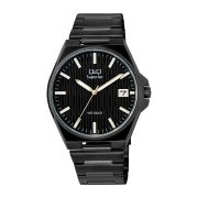   Q&Q férfi karóra, fekete színű nemesacél tok, fekete színű nemesacél csat, fekete számlap, (Superior), S21A-008PY
