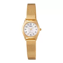   Q&Q női karóra, quartz, arany színű fémtok, gyöngyház színű számlap, arany színű fémcsat C50A-006PY