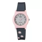   Q&Q karóra, quartz, rózsaszín színű műanyag tok, szürke színű számlap, szürke műanyag szíj, G23A-019VY