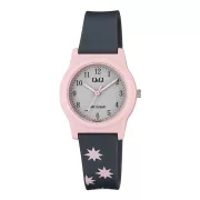   Q&Q karóra, quartz, rózsaszín színű műanyag tok, szürke színű számlap, szürke műanyag szíj, G23A-019VY
