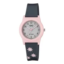   Q&Q karóra, quartz, rózsaszín színű műanyag tok, szürke színű számlap, szürke műanyag szíj, G23A-019VY