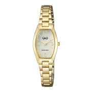   Q&Q női karóra, arany színű fémtok, ezüst színű számlap, arany színű fémcsat, Q06A-002PY