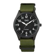   Q&Q férfii karóra,fekete színű fémtok, fekete színű számlap, zöld színű NATO szíj Q76B-005PY