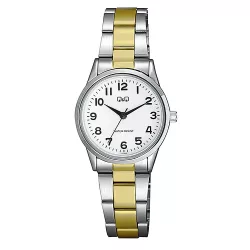   Q&Q női karóra, quartz, ezüst színű tok, bicolor színű fémcsat, fehér számlap C11A-005PY