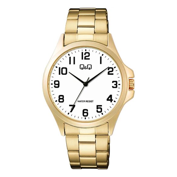Q&Q férfi karóra, quartz, arany színű tok, arany színű fém csat, fehér számlap  C36A-016PY