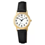  Q&Q női karóra, quartz, arany színű tok, fekete színű bőrszíj, fehér számlap  C40A-010PY