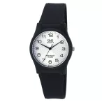   Ceas de damă Q&Q din plastic, mecanism quartz, culoare neagru cu alb
