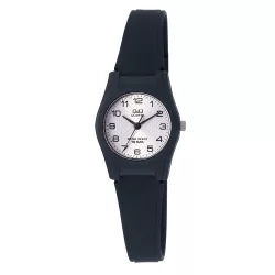   Q&Q női karóra, quartz, fekete színű tok, fekete színű szíj, törtfehér színű számlap, műanyag hátlap, VQ03J010Y