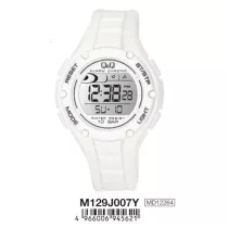 Ceas bărbătesc Q&Q plastic, quartz/LCD, alb, M129J007Y