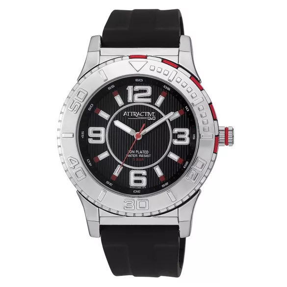 Ceas bărbătesc Q&Q quartz, curea silicon, carcasă vișinie, DA34J305Y