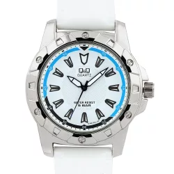   Ceas bărbătesc Q&Q quartz, curea de silicon, carcasă argintie, Q798-301Y