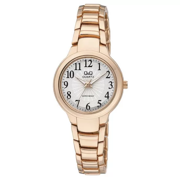 Ceas damă Q&Q fashion, quartz, carcasă și brățară culoare rosegold, cadran alb F499J004Y