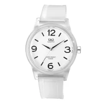   Q&Q unisex műanyag karóra, quartz, fehér színű tok, fehér színű szíj, fehér számlap, VR35J006Y