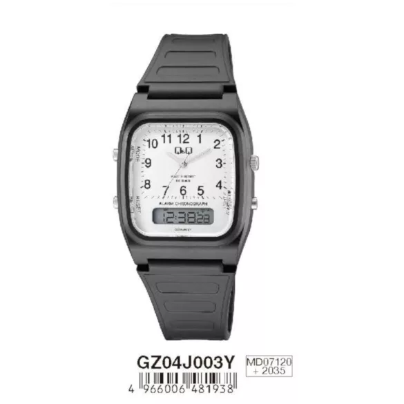 Ceas bărbătesc Q&Q plastic, quartz, analog/digital, negru, GZ04J003Y