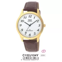 Ceas bărbătesc Q&Q quartz, carcasă aurie, C152J104Y