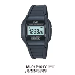 Ceas bărbătesc Q&Q plastic, quartz/LCD, negru, ML01J101