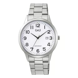   Q&Q férfi karóra, quartz, ezüst színű fémtok, ezüst színű nemesacél csat, fehér számlap A44A-001PY