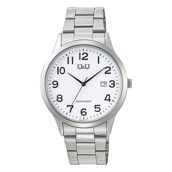 Q&Q férfi karóra, quartz, ezüst színű fémtok, ezüst színű nemesacél csat, fehér számlap A44A-001PY