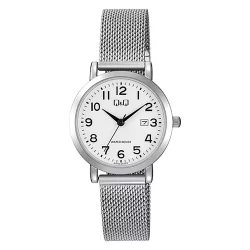   Q&Q női karóra, quartz, ezüst színű fémtok, ezüst színű fémcsat (mesh band), fehér számlap A47A-001PY