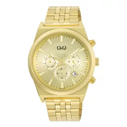   Q&Q férfi karóra, arany színű fémtok, arany színű fémcsat, arany színű számlap, A48A-003PY