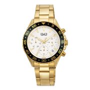   Q&Q női karóra, arany színű fémtok, arany színű fémcsat, fehér színű számlap, A50A-002PY