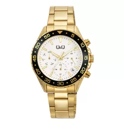   Q&Q női karóra, arany színű fémtok, arany színű fémcsat, fehér színű számlap, A50A-002PY