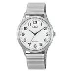   Q&Q férfi karóra, quartz, ezüst színű fémtok, ezüst színű rugóscsat, fehér számlap C10A-071PY