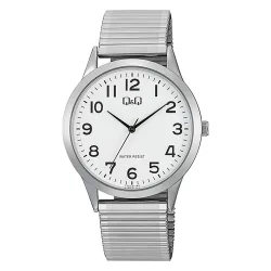   Q&Q férfi karóra, quartz, ezüst színű fémtok, ezüst színű rugóscsat, fehér számlap C10A-071PY