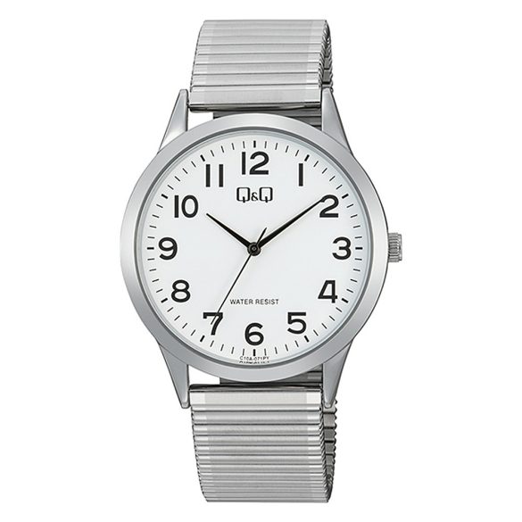 Q&Q férfi karóra, quartz, ezüst színű fémtok, ezüst színű rugóscsat, fehér számlap C10A-071PY