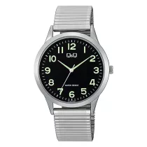   Q&Q férfi karóra, quartz, ezüst színű tok, ezüst színű rugóscsat, fekete számlap C10A-072PY