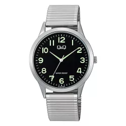  Q&Q férfi karóra, quartz, ezüst színű tok, ezüst színű rugóscsat, fekete számlap C10A-072PY