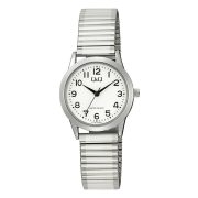   Q&Q női karóra, ezüst színű fémtok, ezüst színű fémcsat, fehér számlap, C11A-033PY