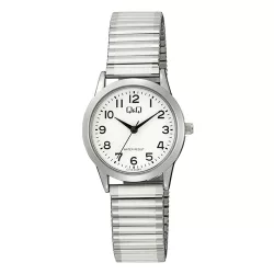   Q&Q női karóra, ezüst színű fémtok, ezüst színű fémcsat, fehér számlap, C11A-033PY