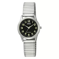   Q&Q női karóra, quartz, ezüst színű fémtok, ezüst színű rugóscsat, fekete számlap C11A-034PY