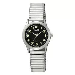   Q&Q női karóra, quartz, ezüst színű fémtok, ezüst színű rugóscsat, fekete számlap C11A-034PY