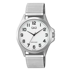   Q&Q férfi karóra, quartz, ezüst színű fémtok, ezüst színű rugóscsat, fehér számlap C36A-024PY