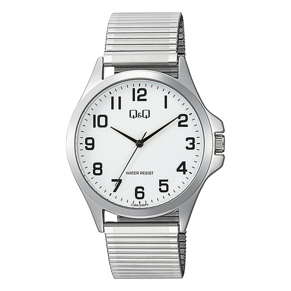 Q&Q férfi karóra, quartz, ezüst színű fémtok, ezüst színű rugóscsat, fehér számlap C36A-024PY