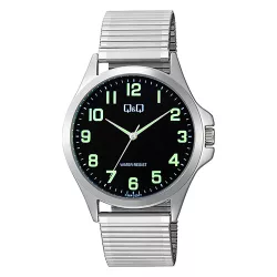   Q&Q férfi karóra, quartz, ezüst színé fémtok, ezüst színű rugóscsat, fekete számlap C36A-025PY