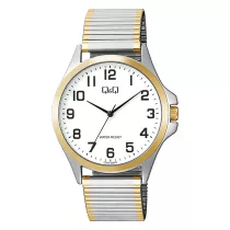   Q&Q férfi karóra, quartz, bicolor színű fémtok, bicolor színű rugóscsat, fehér számlap C36A-026PY