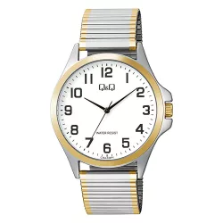   Q&Q férfi karóra, quartz, bicolor színű fémtok, bicolor színű rugóscsat, fehér számlap C36A-026PY